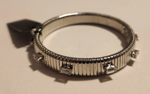 New With Tags R.J. GRAZIANO Silver Metal Stretch Bracelet With Crystals Signed! - Picture 1 of 3