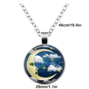 Moon & Stars Silvertone Pendant Necklace - New - Picture 1 of 1