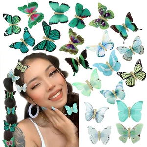 Y2K Butterfly Hair Clips with Glitter and Kawaii Accessories - Cute Clips for Th - Picture 1 of 12