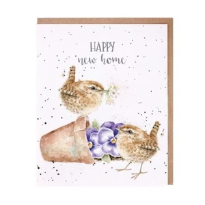 Biglietto di auguri Wrendale Wren Happy New Home - floreale nuovo scavo uccellini - Foto 1 di 2
