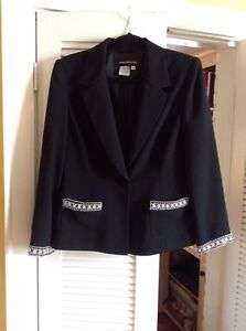 Donna Morgan Black Evening Jacket , Pearl Trim , size 10