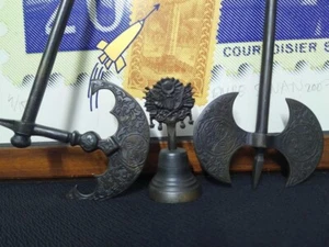 Brass Double Axe And Bell – Ornamental Ottoman Wall Decor for Rustic & Antique - Picture 1 of 8