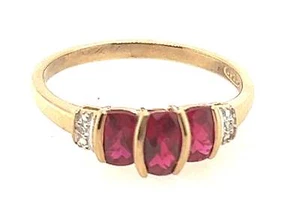 Ruby & Diamond Yellow Gold Ring - Picture 1 of 11