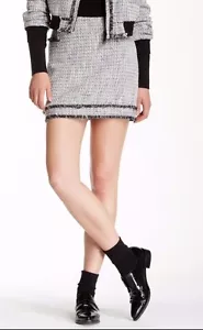 $175 NWT RACHEL ZOE Sz8 LEYLA SKIRT IN BLACK/WINTER WHITE - Picture 1 of 5