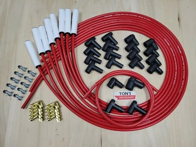 High Temp Universal CERAMIC Red Taylor 8mm Spark Plug Wires Ford HEI & Points - Image 1 of 3