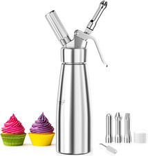Sifone Panna Montata Da Cucina Con 3 Ugelli In Acciaio Inox E Spazzola Pulizia