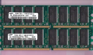 1GB 2x512MB PC-3200 SAMSUNG M368L6423FTN-CCC DDR-400 MEMORY RAM KIT DDR1 PC3200 - Picture 1 of 7
