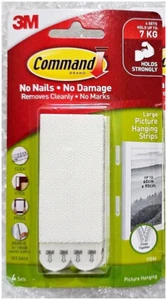 3M Command 17206 Medium Picture Hanging Strips Fasteners 4 Sets - White - Picture 1 of 2