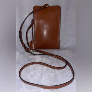 J Jill Harper Genuine Leather Cellphone Brown Crossbody With Keychain Attachment - Picture 1 of 9