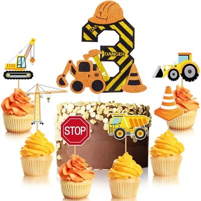 43 Pieces Trucks Cupcake topper, 3rd Birthday decor Construction Party Supplies - Image 1 of 4