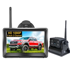 Wireless Magnetic Reversing Camera 5" DVR Split Monitor for Car Truck Trailer RV - Picture 1 of 12