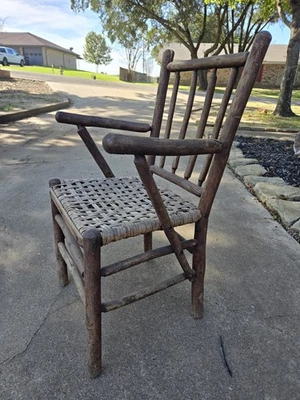 Antiguo sillón Indiana OLD HICKORY de colección marca original caña etiqueta de latón antiguo  Foto 1 de 4