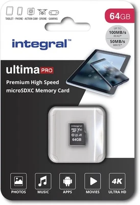 Integral 64GB microSD Card Premium High Speed 4K Video Memory - up  - Image 1 of 4