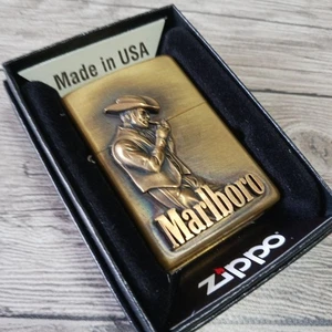 Vintage 2006 Zippo Marlboro Cowboy Messing Feuerzeug mit Box - Bild 1 von 9