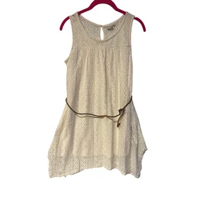 Mudd Sleeveless Ivory A Line Dress Eyelet Lace w Lining Girls Size 14 NWT Belt - Picture 1 of 5