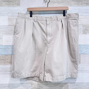 Pantalones Cortos Chinos Plisados POLO Ralph Lauren Tyler Beige 9" Entrepierna Informales Para Hombres 42 - Imagen 1 de 5