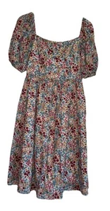 Stellah Floral Puff Sleeves Midi Dress Cottagecore Milkmaid Garden Party Small - Picture 1 of 7