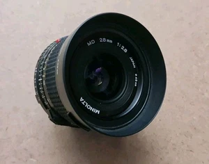 Minolta MD 28mm 1:2.8 wide angle lens, caps, lens hood, Excellent condition - Picture 1 of 5