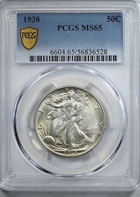 1938 Walking Liberty Half Dollar 50C PCGS MS65 - Image 1 of 4