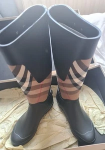 Burberry Clemence Rain Boots Size UK 4/EU 37 House Check Rubber Designer Wellies - Picture 1 of 5