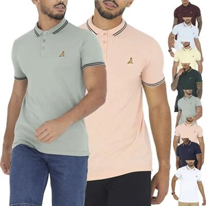 Brave Soul Mens Short Sleeve Polo T-Shirt Sport Tipping Collar Golf Summer Top - Picture 1 of 9