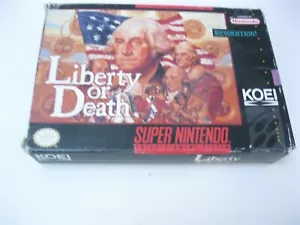 Liberty or Death SNES Super Nintendo Box und Warenkorb nur KOEI 1991 - Bild 1 von 2