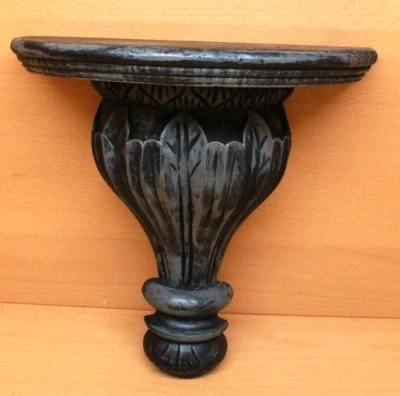 Aplique de pared vintage negro con ménsula gris estante Art Deco 12x12” tallado en India Foto 1 de 4