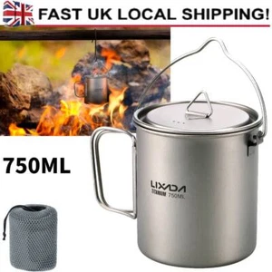 Titanium Camping Pot Mug 750ml with Lid & Foldable Handle – Ultralight & Durable - Picture 1 of 9
