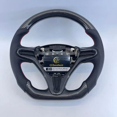 Volante de fibra de carbono real para Honda Civic FD1/FD2/FN2 2006-2012 8ª generación Foto 1 de 4