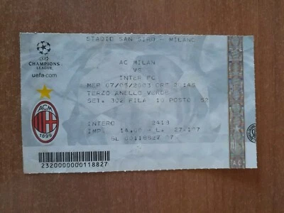 Biglietto Ticket Calcio Stadio MILAN vs INTER Champions League 2002 03 2003 - Immagine 1 di 2