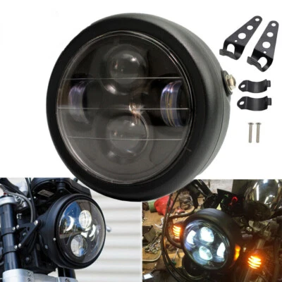 Universal Motorcycle 6.5" LED Hi/Lo Headlight With Bracket For Cafe Racer Bobber - Image 1 of 4