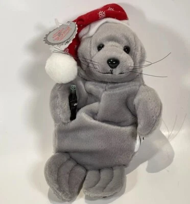 Coca Cola Plush Seal Snowflake Red Hat 1997 Bean Bag Stuffed Animal 7" - Image 1 of 4