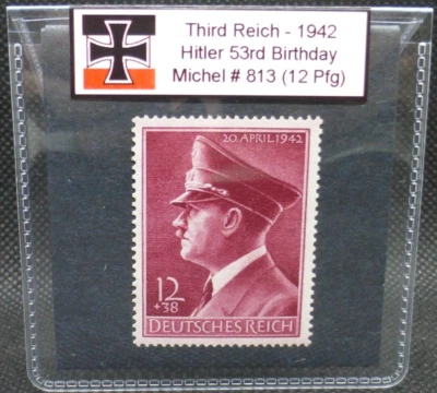 Sello de Adolf Hitler 1942 Segunda Guerra Mundial 53 cumpleaños Tercer Reich Alemania nazi MNH Pfennig Foto 1 de 4