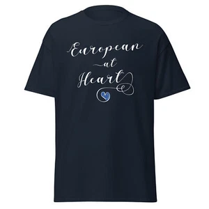 European At Heart Unisex T-Shirt, EU Flag, Pro-Europe Shirt, Anti Reform UK Tee - Picture 1 of 9