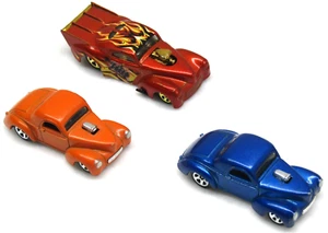 Hot Wheels 1941 Willy's Coupe Cars, Lot of 3 Orange, Blue Hot Rods Mattel (2008) - Picture 1 of 6