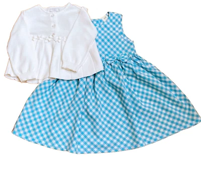 First Impressions 24M Cárdigan Blanco H&M 1 1/2-2 Años Azul Blanco Ckrd Vestido Conjunto Foto 1 de 4