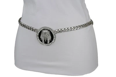 Women Silver Metal Chain Belt Hip High Waist Egyptian Pharaoh King Buckle XS S M - Image 1 of 4