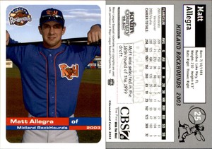 Matt Allegra 2003 Grandstand Midland RockHounds #25 Card *AutographDen*