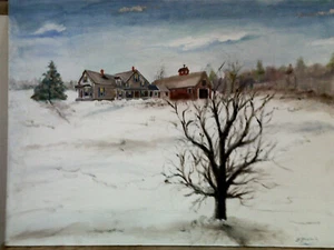 FRANCIS ZECCHINI(1889-1989), WINTER SCENE, KENNEBUNKPORT, MAINE ARTIST - Picture 1 of 3