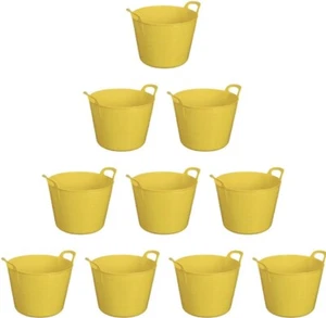 10 x 26 Litres Plastic Flexi Tub Home Garden Flexible Storage Colour Bucket - Picture 1 of 6