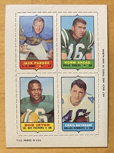 1969 Topps Football Four In One Insert With Jack Pardee EX