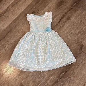 JONA MICHELLE BOUTIQUE DRESS SPECIAL OCCASION Blue W White Lace  Size 5 - Picture 1 of 5