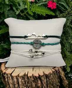 Pura Vida Style Nature inspired MOUNTAIN CHARM, Set of 3 Friendship Bracelets - Picture 1 of 9
