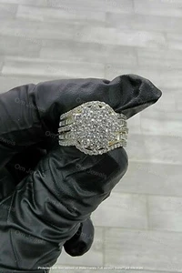 2Ct Lab-Created VVS1/D Diamond Cluster Engagement Ring 14k Yellow Gold Finish - Picture 1 of 4