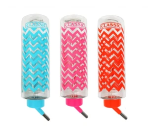 3 X 600ML CLASSIC LARGE ZIG ZAG SMALL ANIMAL RABBIT WATER BOTTLE ASSORTED COLOUR - Picture 1 of 6