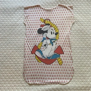 Vintage Mickey Mouse Pyjama Schlafshirt Damen Einheitsgröße maritim Neuheit Druck hergestellt in den USA - Bild 1 von 8