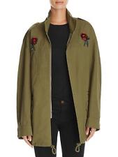 Endless Rose Women's Full Zip Embroidered Sequined Parka Jacket Green Large L