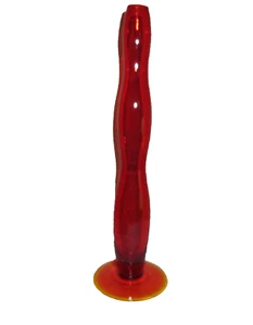 Vtg MCM Vase Red Amberina Glass 12" Tall Slim Wavy Rim of Base is UV Reactive - Picture 1 of 5