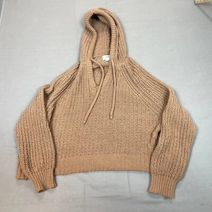 Aerie Sweater With Hood- V Neck Size XS/TP Woman's Soft Cozy Beige Oatmeal - Picture 1 of 13