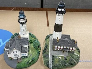 Danbury Mint Montauk Point & Cape Elizabeth Light Lighthouse Set - Picture 1 of 16